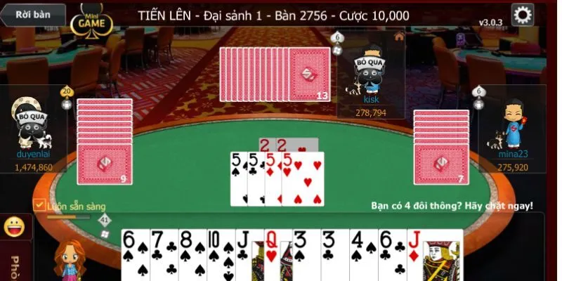 Tổng quan về game bài tiến lên miền Nam đếm lá hay