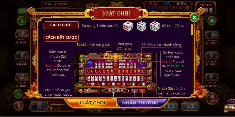 Hướng dẫn chơi Sicbo Tài Phú MD5 chi tiết nhất